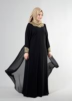 Tesettür giyim SİYAH T 5109 Camila 2 li Tesettür Abiye-Alv Fashion