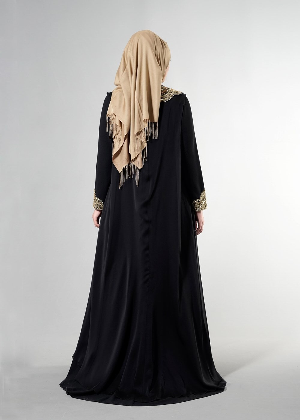 Tesettür giyim SİYAH T 5109 Camila 2 li Tesettür Abiye-Alv Fashion