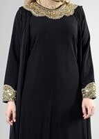 Tesettür giyim SİYAH T 5109 Camila 2 li Tesettür Abiye-Alv Fashion