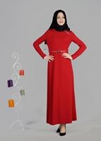 Tesettür giyim KIRMIZI T 4686 Farah Tesettür Elbise-Alv Fashion