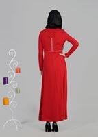 Tesettür giyim KIRMIZI T 4686 Farah Tesettür Elbise-Alv Fashion