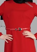 Tesettür giyim KIRMIZI T 4686 Farah Tesettür Elbise-Alv Fashion