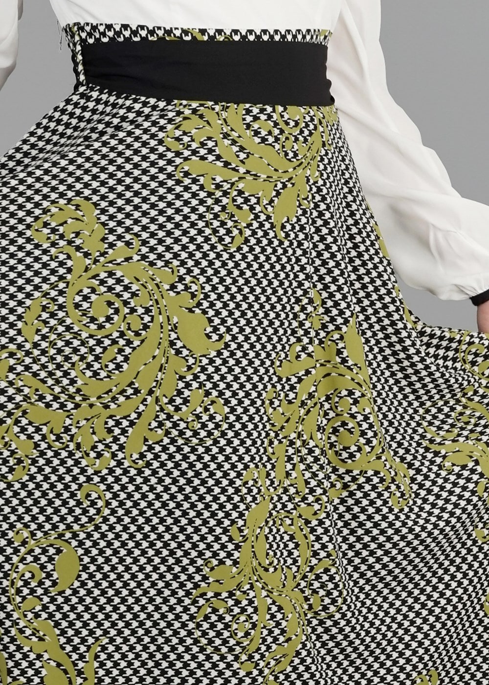 Tesettür giyim YEŞİL T 4745 Moss Crep Tesettür Elbise-Alv Fashion