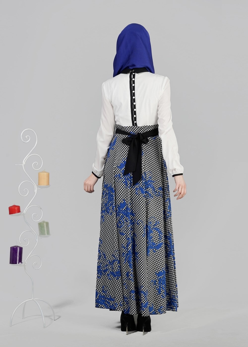 Tesettür giyim LACİVERT T 4745 Moss Crep Tesettür Elbise-Alv Fashion