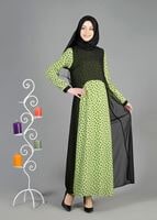 Tesettür giyim YEŞİL İKİLİ ELBİSE T 4955