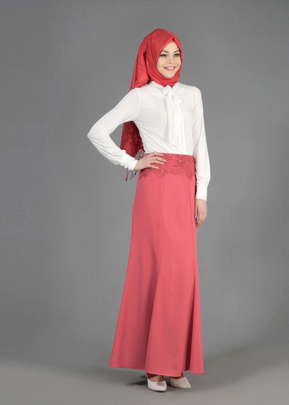 Tesettür giyim YEŞİL T 6707 Elite Tesettür Etek-Alv Fashion