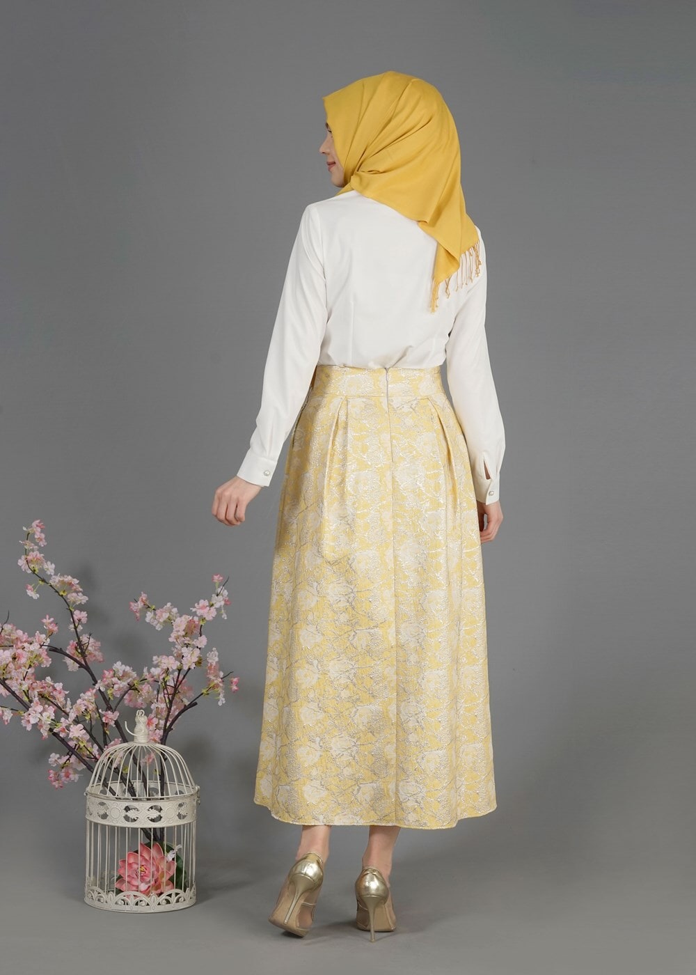 Hijab clothing YELLOW T 6720 Jakar Tesettür Etek-Alv Fashion
