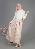 Tesettür giyim PEMBE T 6720 Jakar Tesettür Etek-Alv Fashion