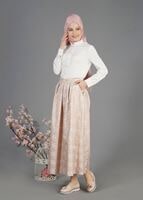 Tesettür giyim PEMBE T 6720 Jakar Tesettür Etek-Alv Fashion