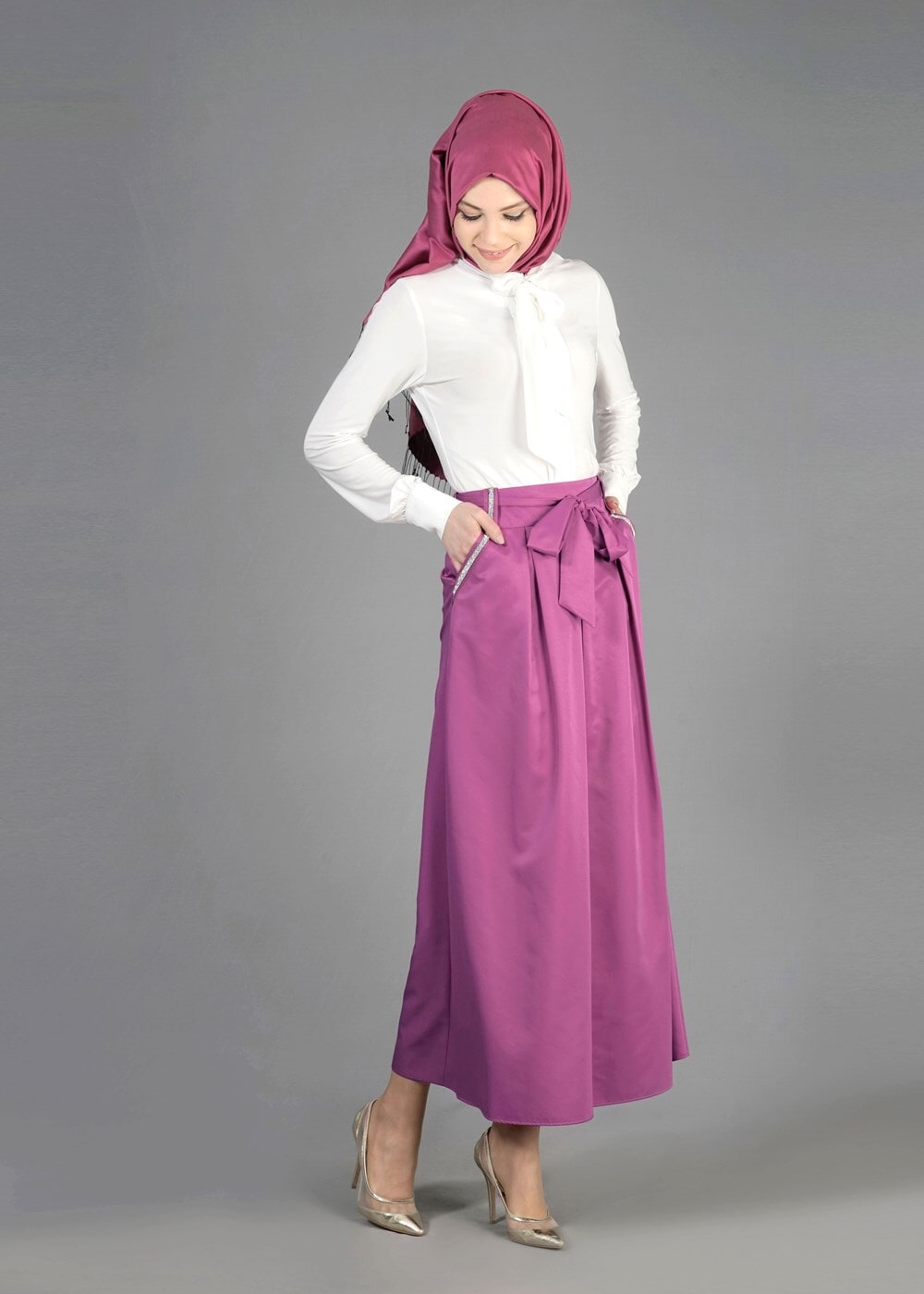 Vêtements hijab FUCHSIA T 6723 Seul Tesettür Etek-Alv Fashion