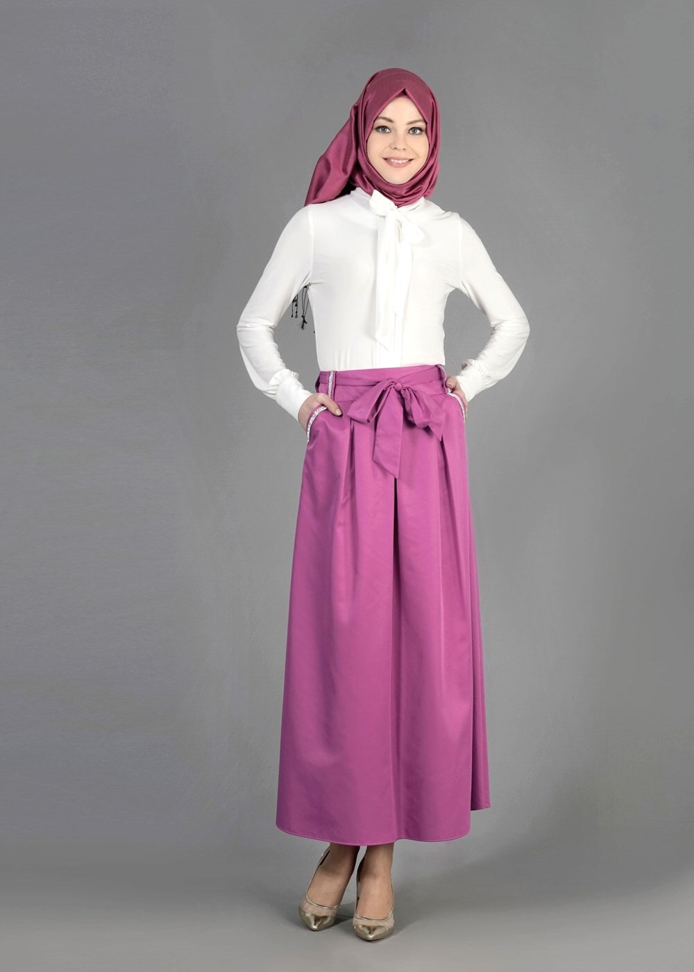 Vêtements hijab FUCHSIA T 6723 Seul Tesettür Etek-Alv Fashion