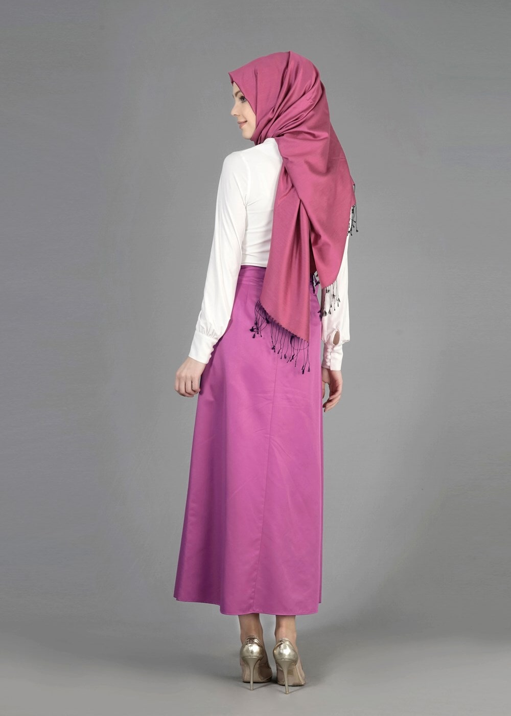 Vêtements hijab FUCHSIA T 6723 Seul Tesettür Etek-Alv Fashion