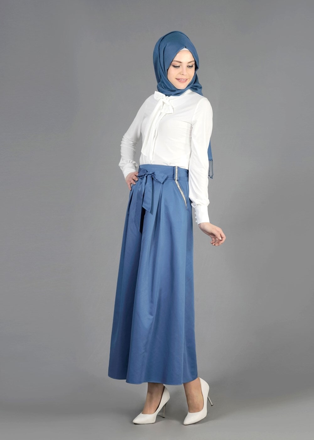 Tesettür giyim LACİVERT T 6723 Seul Tesettür Etek-Alv Fashion