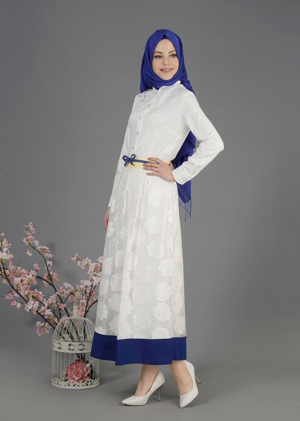 Hijab clothing CREAM T 6726 Jakar Tesettür Etek-Alv Fashion