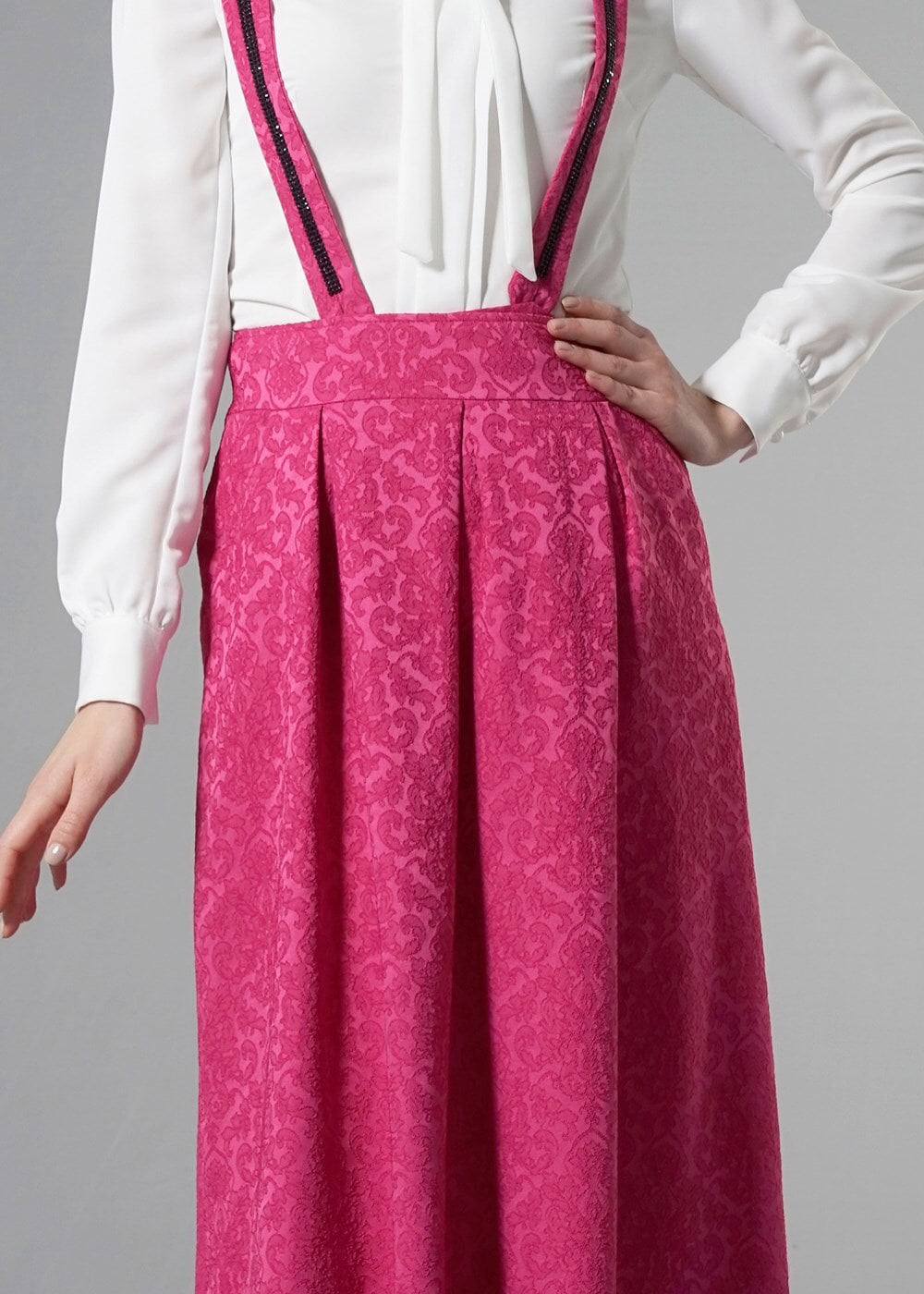 Tesettür giyim FUŞYA T 6728 Almina Jakar Tesettür Etek-Alv Fashion