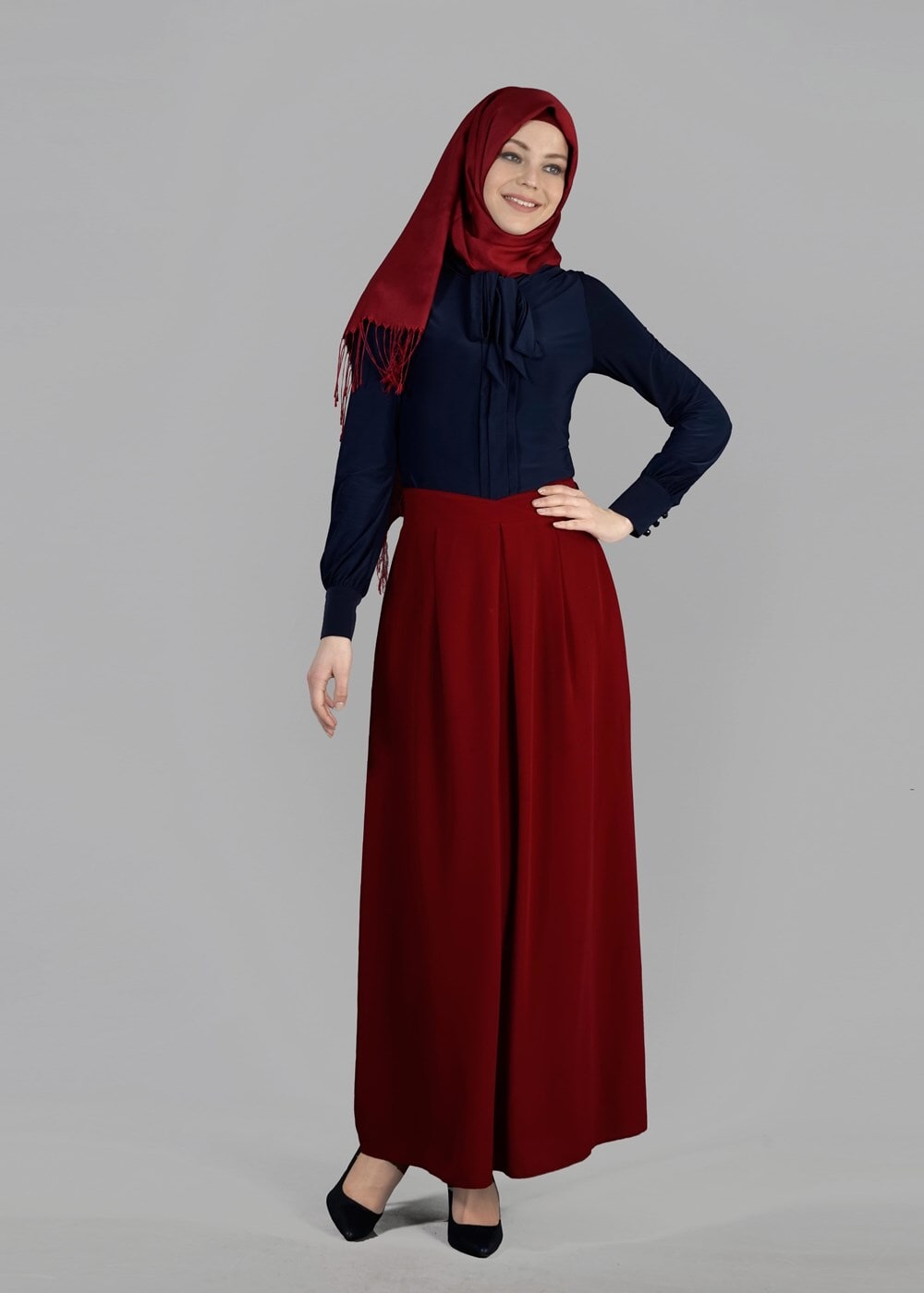 Tesettür giyim BORDO T 6664 Criss Etek-Alv Fashion