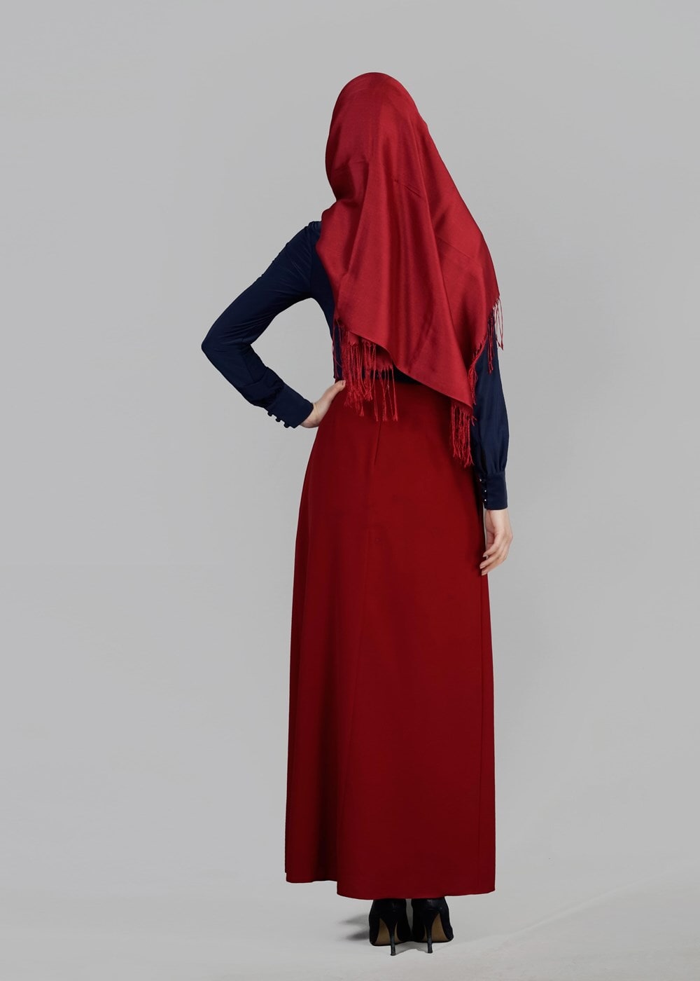 Tesettür giyim BORDO T 6664 Criss Etek-Alv Fashion