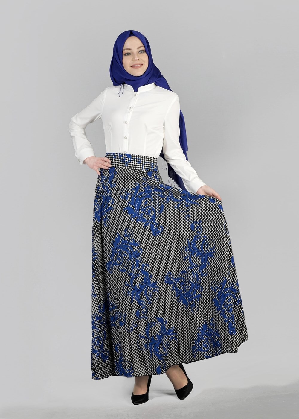 Vêtements hijab BLEU MARINE T 6700 Moss Crep Tesettür Etek-Alv Fashion