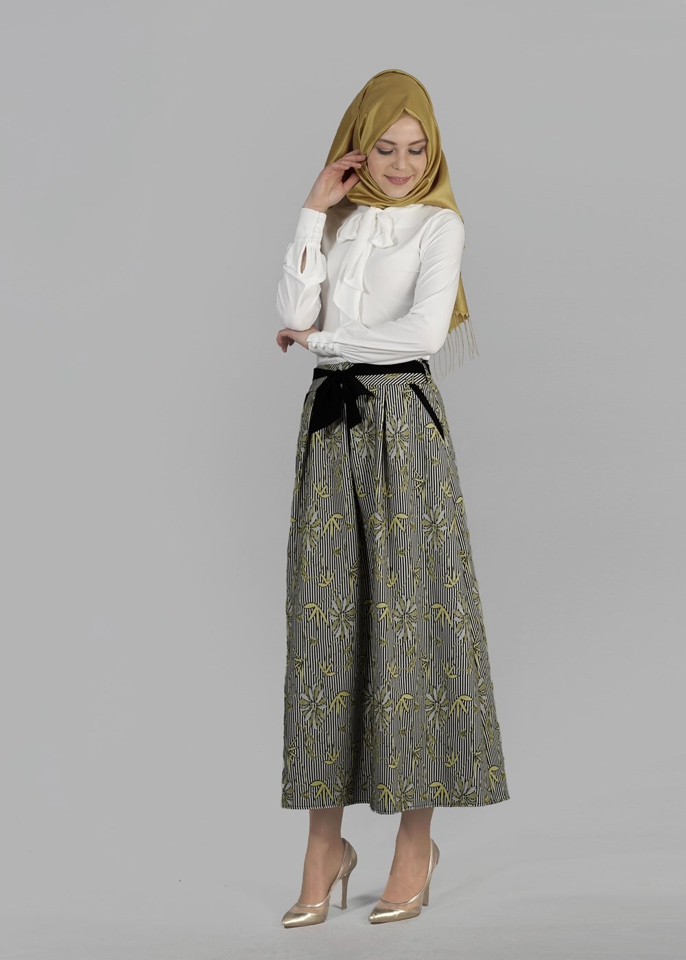 Vêtements hijab VERT T 6711 Jakar Tesettür Etek-Alv Fashion