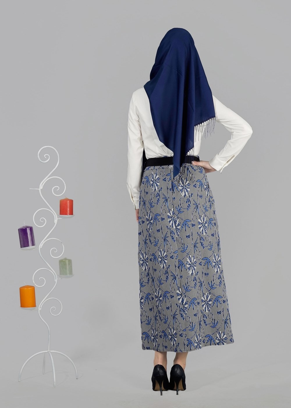 Hijab clothing NAVY BLUE T 6711 Jakar Tesettür Etek-Alv Fashion