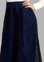 Tesettür giyim SİYAH T 6730 Yakma Puantiye Tesettür Etek-Alv Fashion