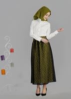 Tesettür giyim SİYAH T 6730 Yakma Puantiye Tesettür Etek-Alv Fashion