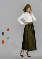 Tesettür giyim SİYAH T 6730 Yakma Puantiye Tesettür Etek-Alv Fashion