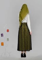 Tesettür giyim SİYAH T 6730 Yakma Puantiye Tesettür Etek-Alv Fashion