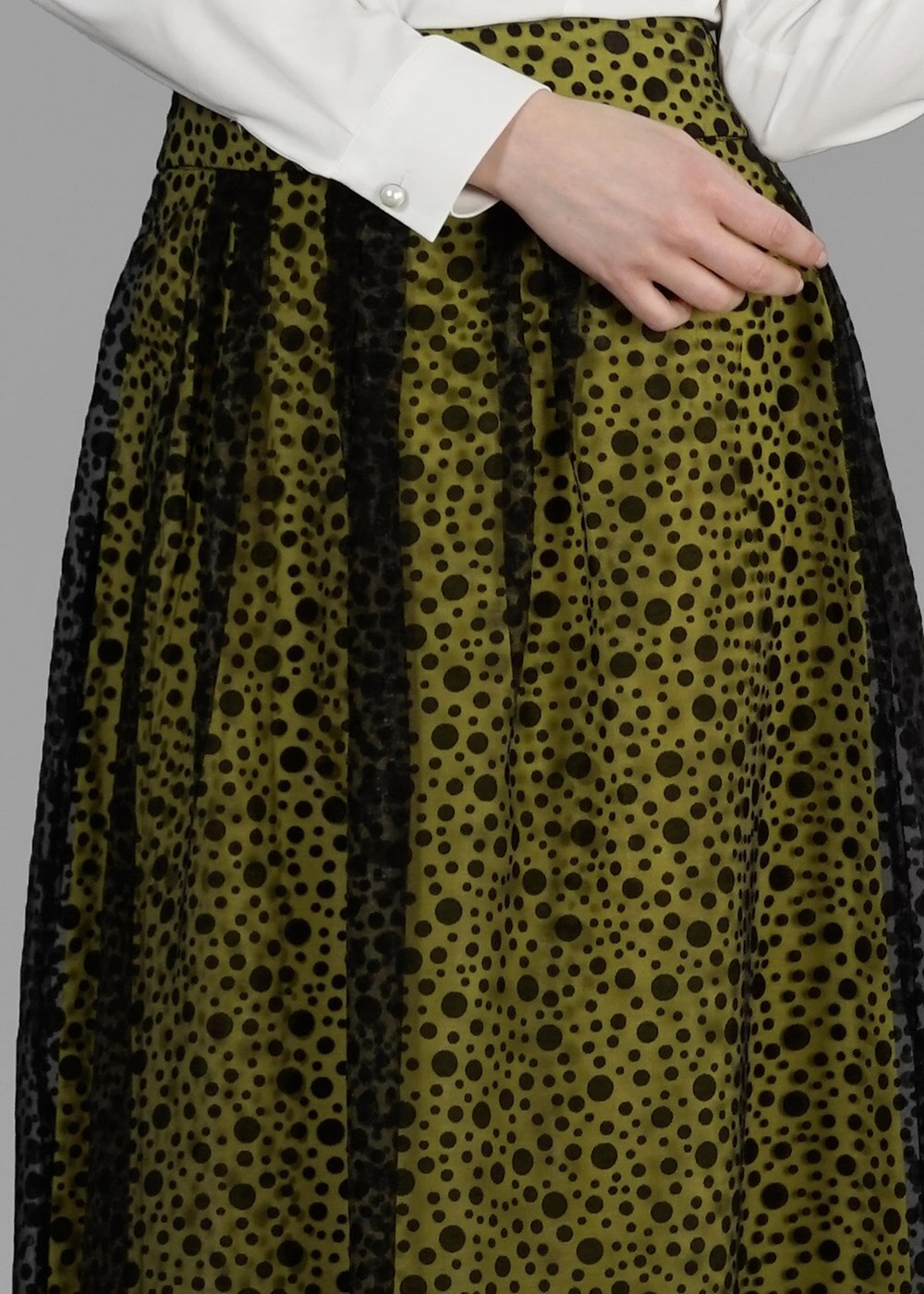 Tesettür giyim SİYAH T 6730 Yakma Puantiye Tesettür Etek-Alv Fashion