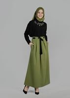 Tesettür giyim YEŞİL T 6734 Dilma Tesettür Etek-Alv Fashion