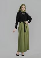 Tesettür giyim YEŞİL T 6734 Dilma Tesettür Etek-Alv Fashion