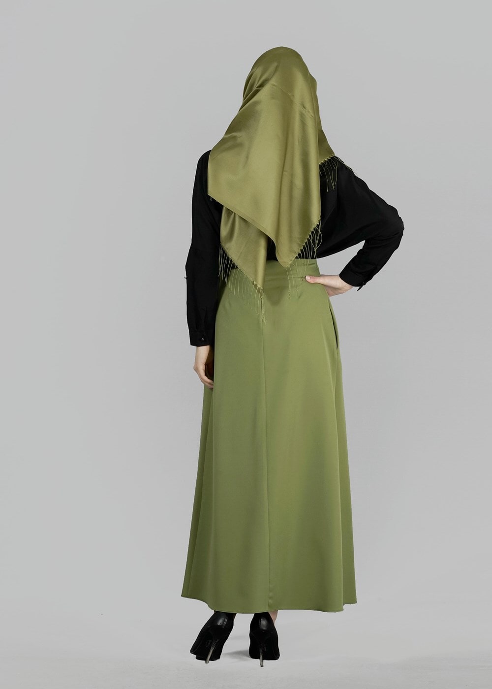 Tesettür giyim YEŞİL T 6734 Dilma Tesettür Etek-Alv Fashion