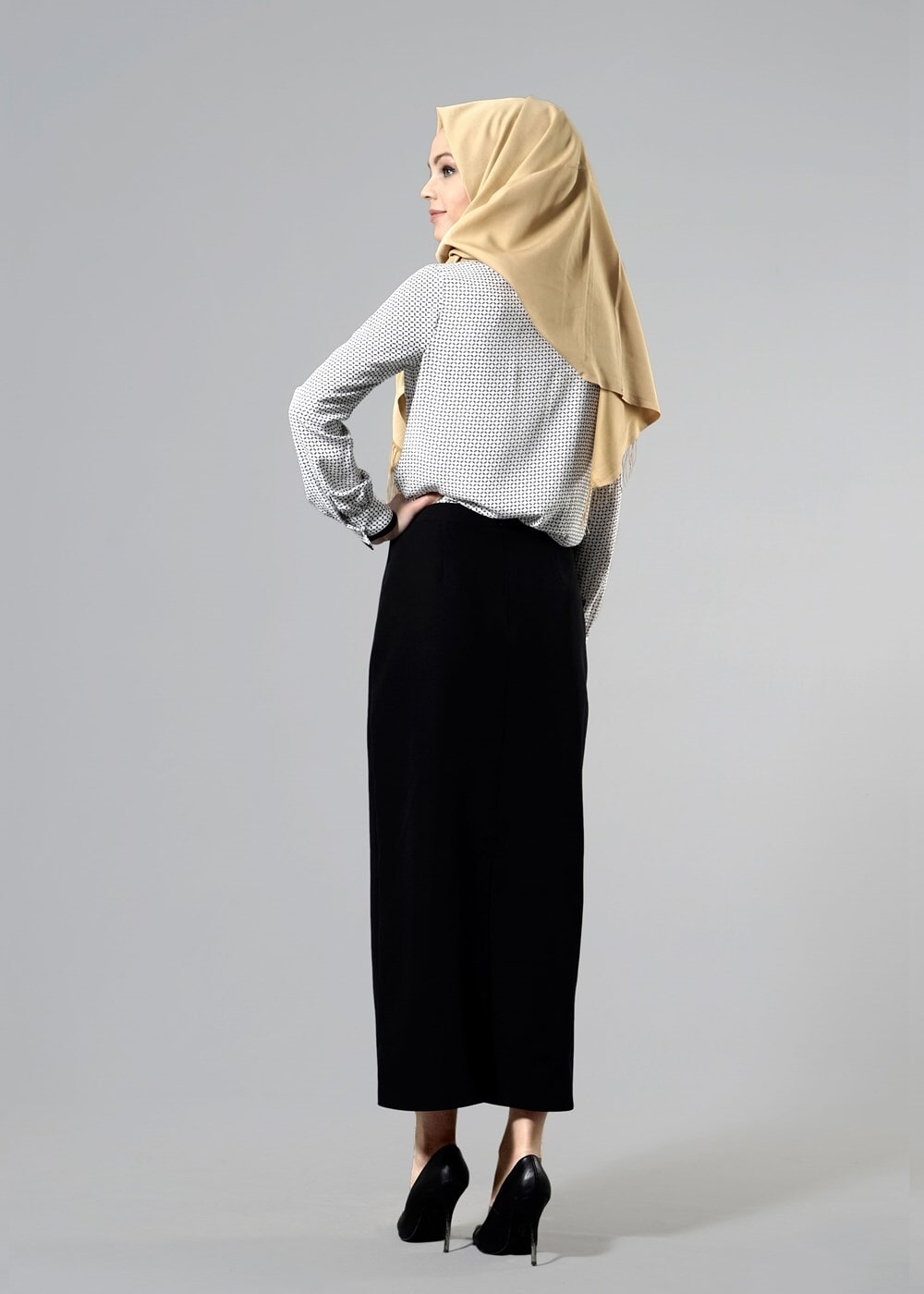 Hijab clothing BLACK T 6914 Selin Etek-Garzen
