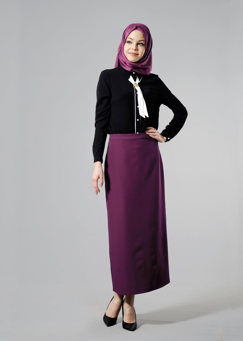 Hijab clothing PURPLE T 6914 Selin Etek-Garzen
