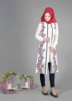 Tesettür giyim LACİVERT T 516 Famelin Çiçek Baskılı Yelek