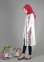 Tesettür giyim LACİVERT T 516 Famelin Çiçek Baskılı Yelek