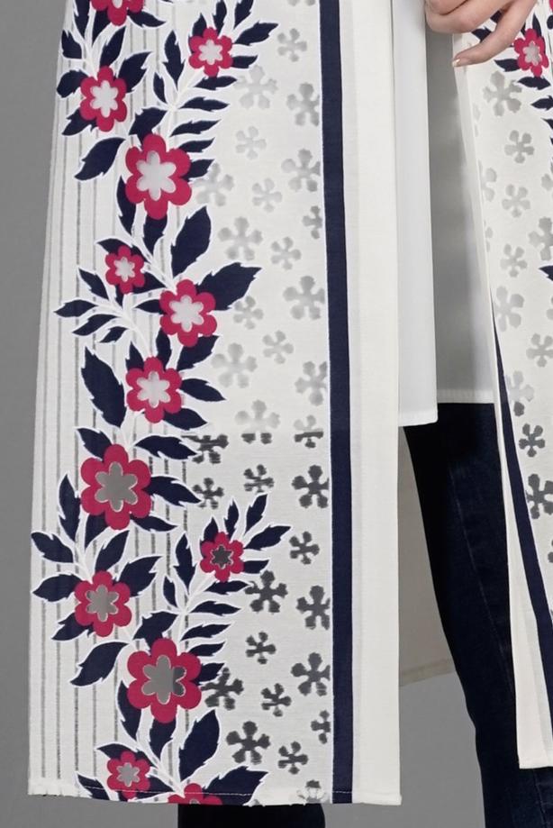 Tesettür giyim  T 516 Famelin Çiçek Baskılı Yelek - TRENDTESETTÜR