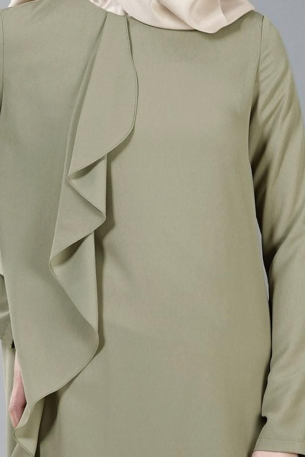 Tesettür giyim  T 5459 Famelin Sırtı İp Detaylı Arkası Uzun Tunik - TRENDTESETTÜR