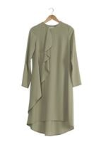 Tesettür giyim YEŞİL T 5459 Famelin Sırtı İp Detaylı Arkası Uzun Tunik