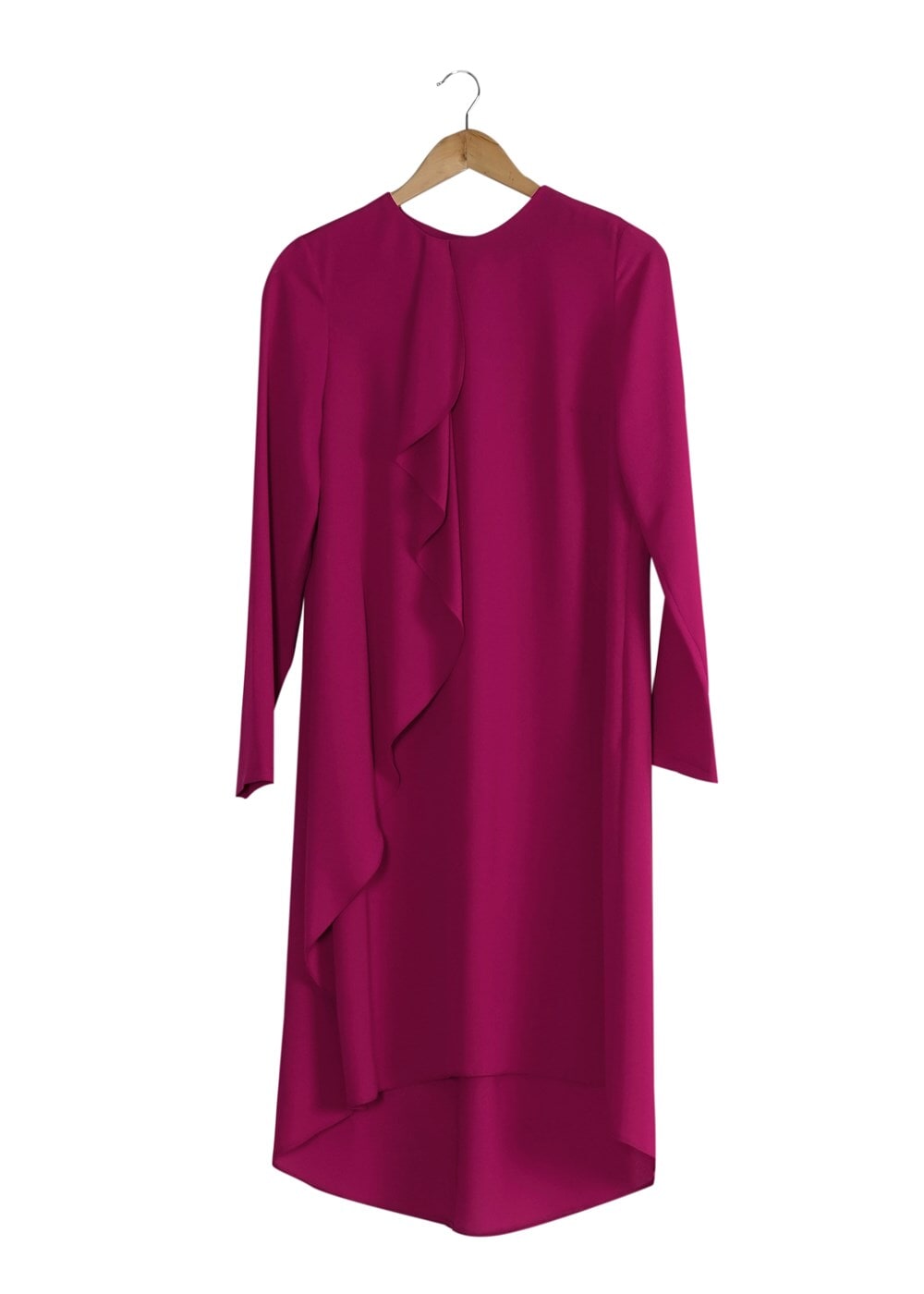 Tesettür giyim FUŞYA T 5459 Famelin Sırtı İp Detaylı Arkası Uzun Tunik