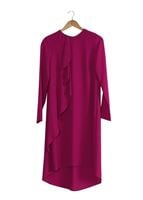 Tesettür giyim FUŞYA T 5459 Famelin Sırtı İp Detaylı Arkası Uzun Tunik