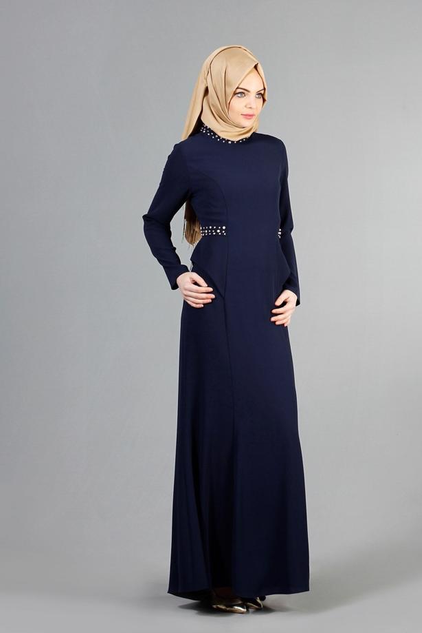 Tesettür giyim  TAŞ DETAYLI ABİYE ELBİSE 6776  - TRENDTESETTÜR