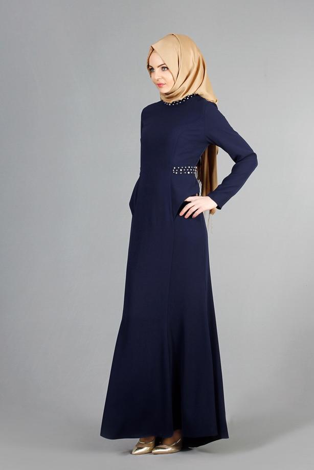 Tesettür giyim  TAŞ DETAYLI ABİYE ELBİSE 6776  - TRENDTESETTÜR