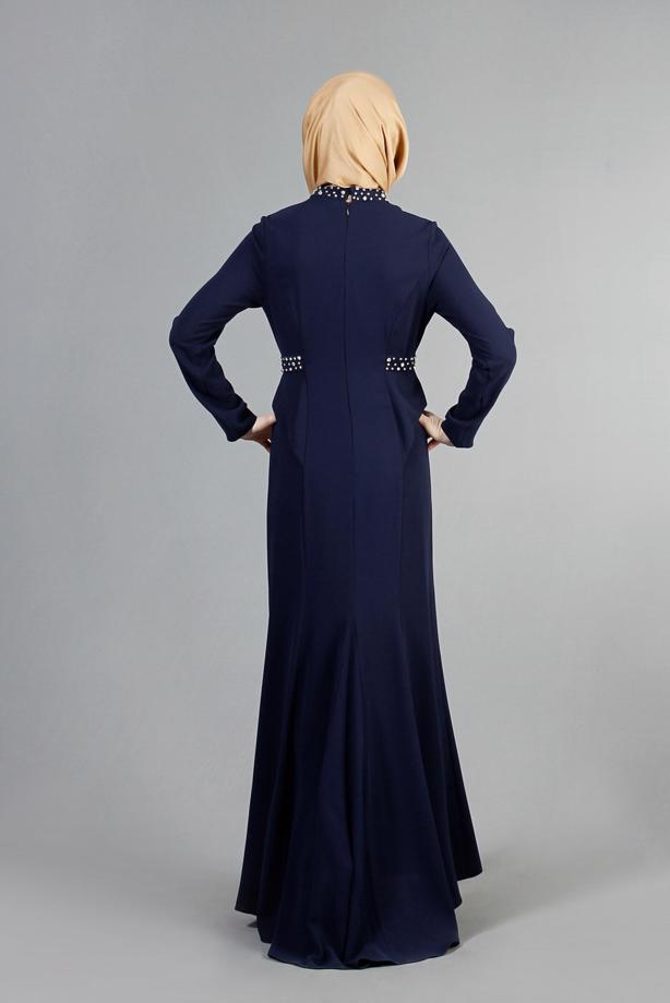 Tesettür giyim  TAŞ DETAYLI ABİYE ELBİSE 6776  - TRENDTESETTÜR