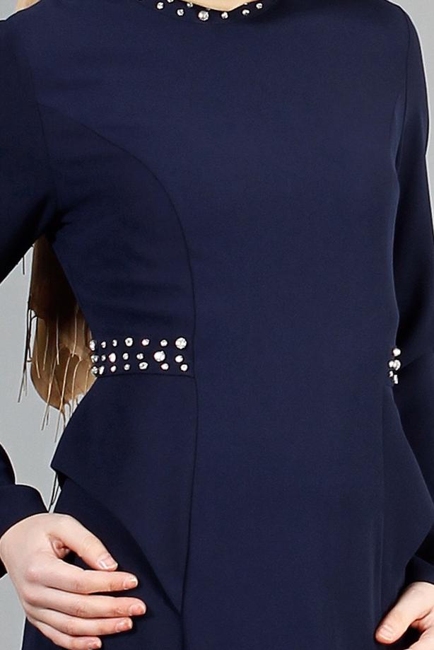 Tesettür giyim  TAŞ DETAYLI ABİYE ELBİSE 6776  - TRENDTESETTÜR