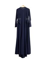 Tesettür giyim LACİVERT TAŞ DETAYLI ABİYE ELBİSE 6776 