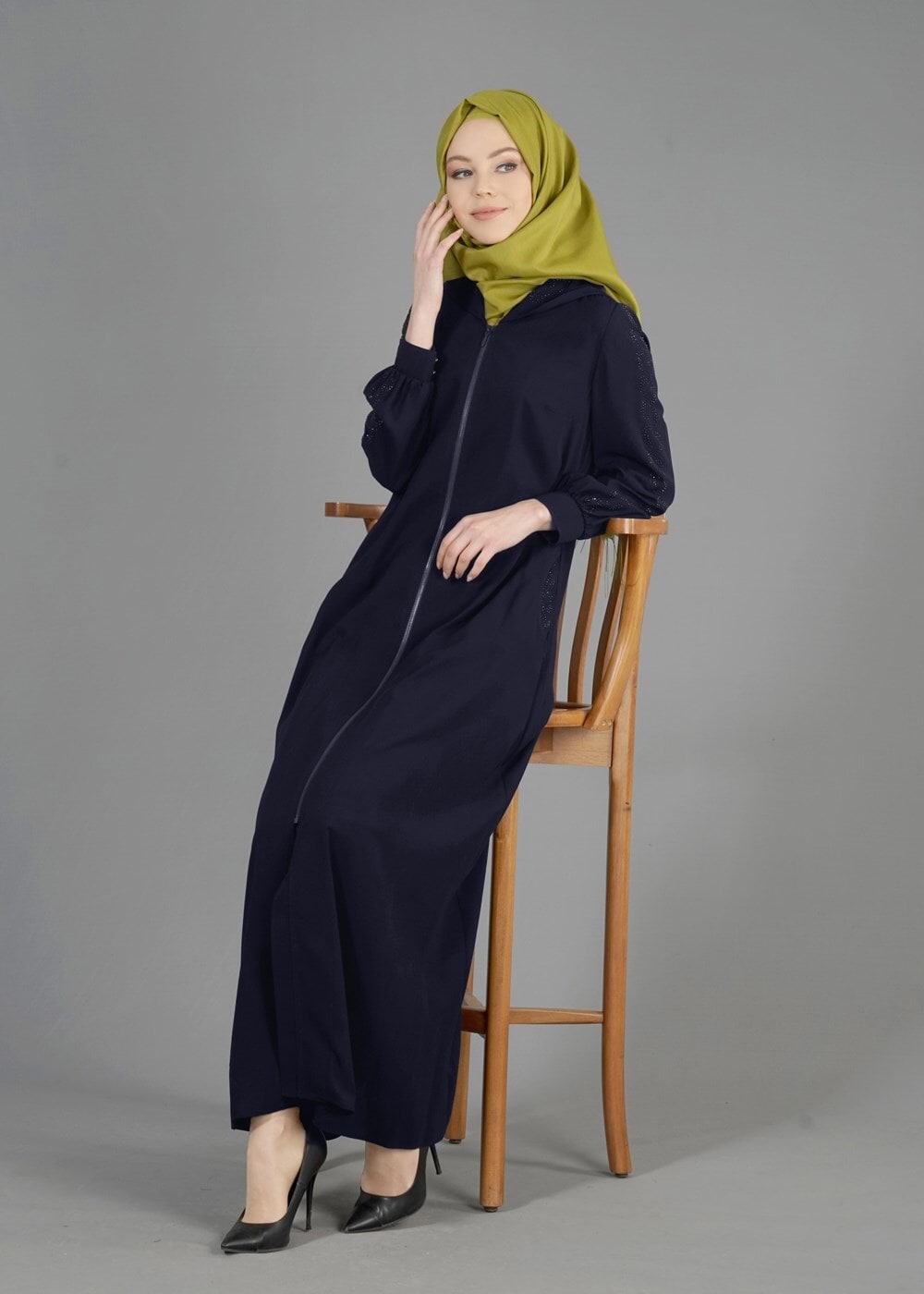 Tesettür giyim LACİVERT T 8131 Gino Tesettür Ferace-Alv Fashion