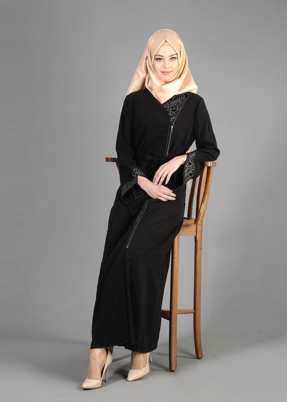 Tesettür giyim SİYAH T 8132 Gino Tesettür Ferace-Alv Fashion