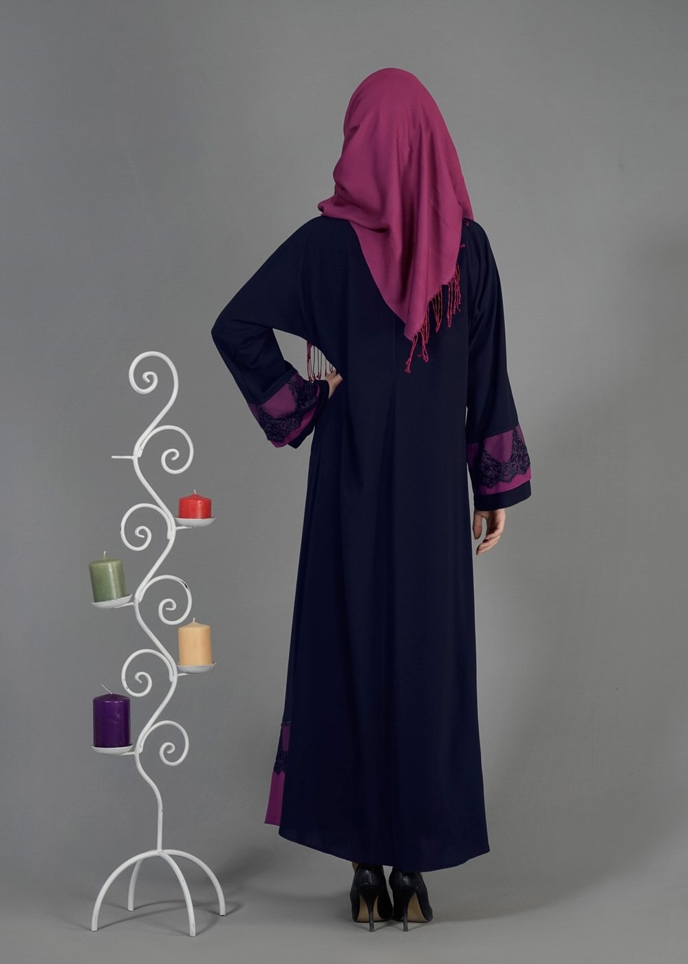 Tesettür giyim LACİVERT T 8139 Gino Tesettür Ferace-Alv Fashion