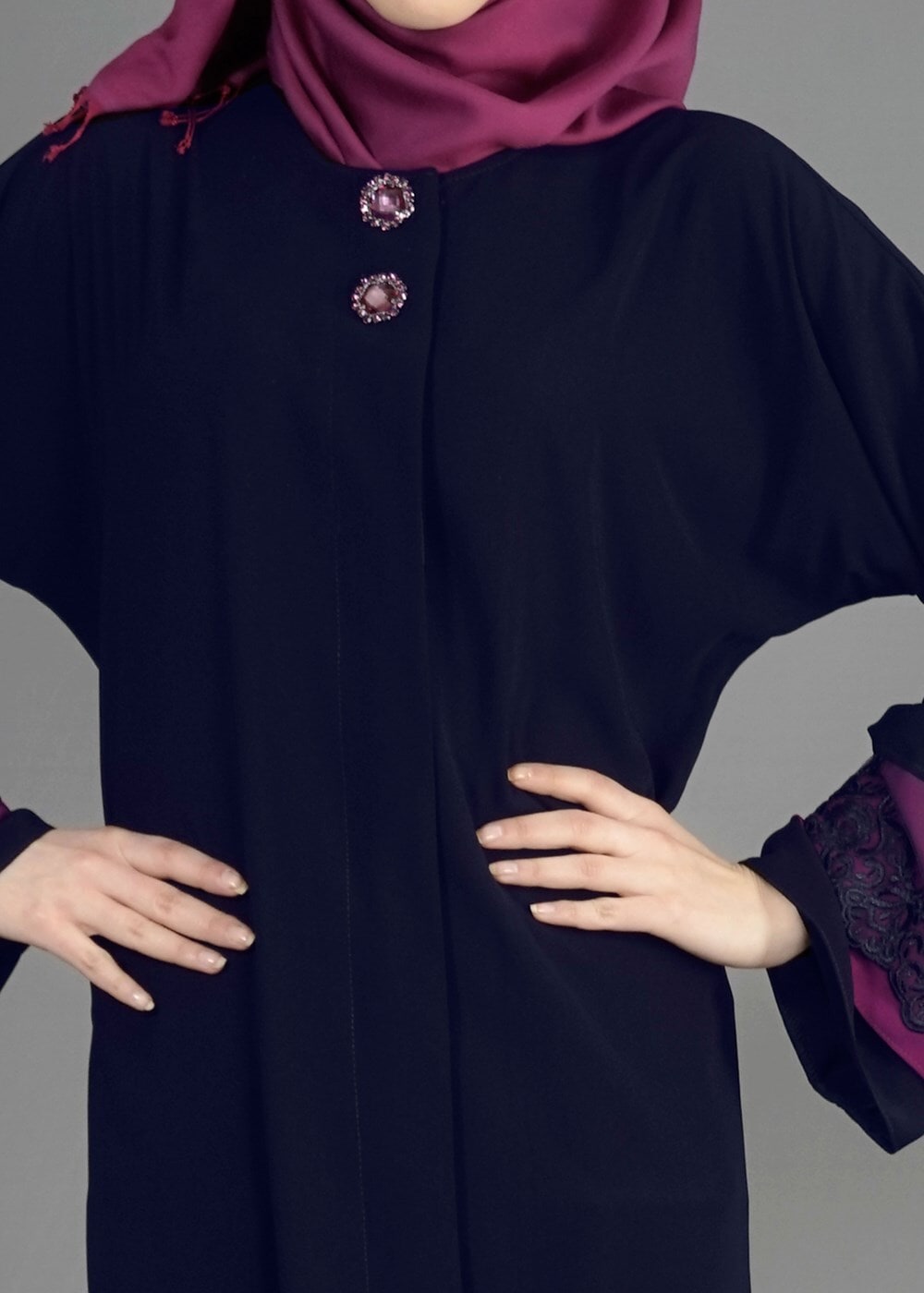 Tesettür giyim LACİVERT T 8139 Gino Tesettür Ferace-Alv Fashion